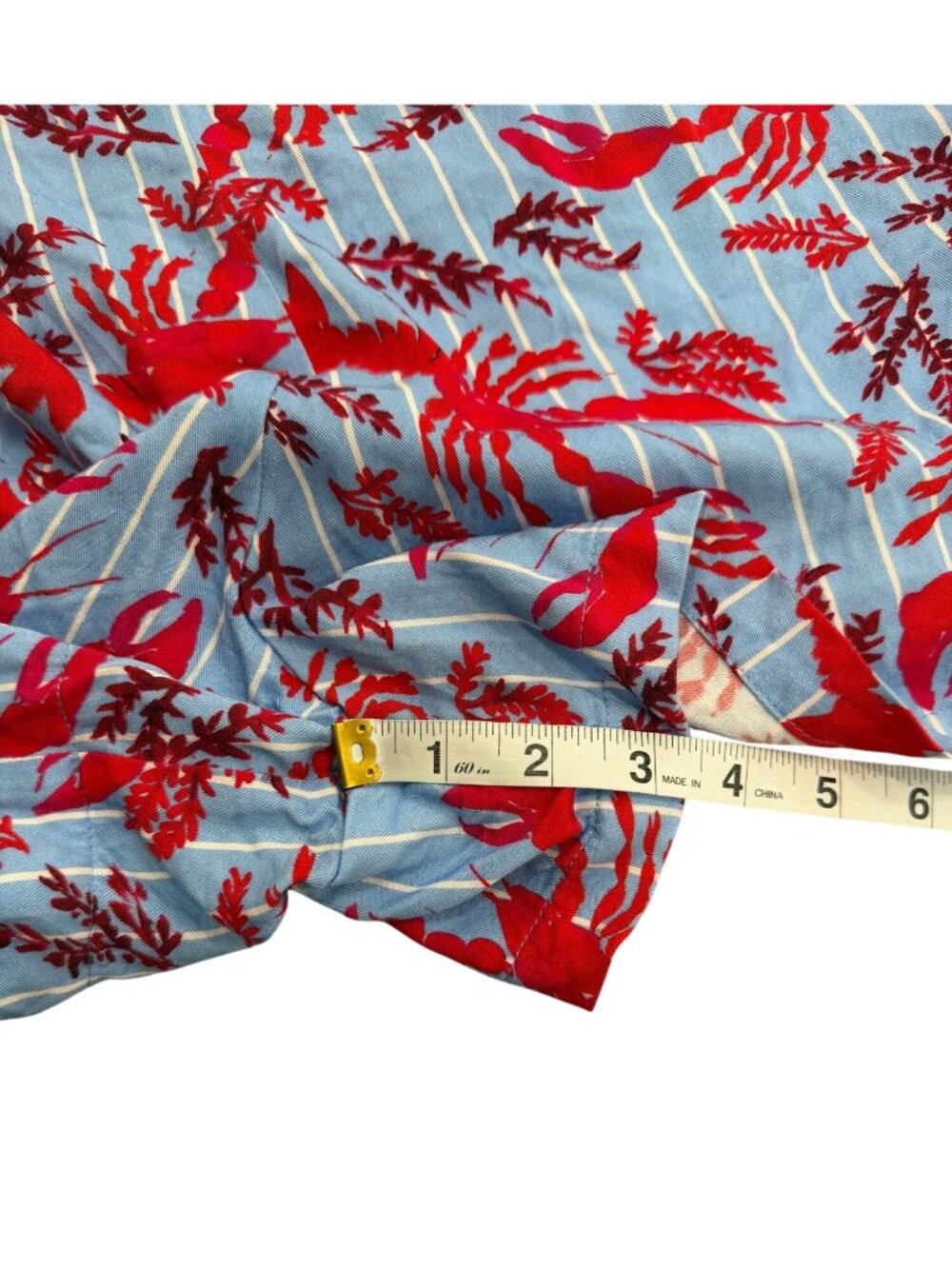 Corey Lynn Calter Anthropologie Womens Size S Lobster Romper Pockets Blue Red - Picture 8 of 9
